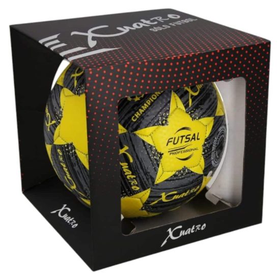 BALON FUTSAL N°4 XCUATRO AMARILLO-NEGRO OXN - Imagen 2