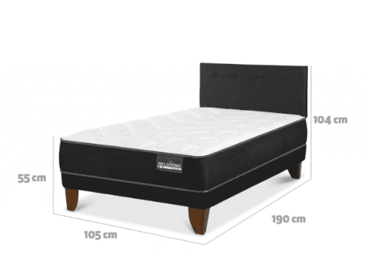 CAMA EUROPEA 1.5P BELSOGNO PLUS BLACK RESP BLACK CIC - Imagen 2