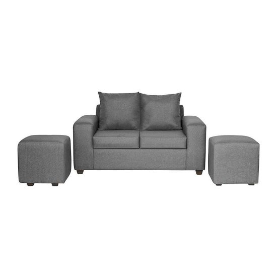 Living 2 Cuerpos 2 Pouf Kahlo Tela Gris Oscuro Innova