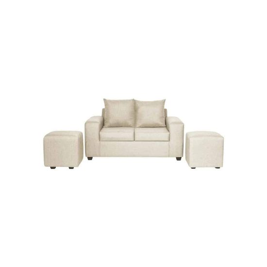 Living 2 Cuerpos 2 Pouf Kahlo Tela Beige Innova