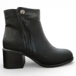 Botín Mujer Negro Taco Medio Textura Bonny Franco