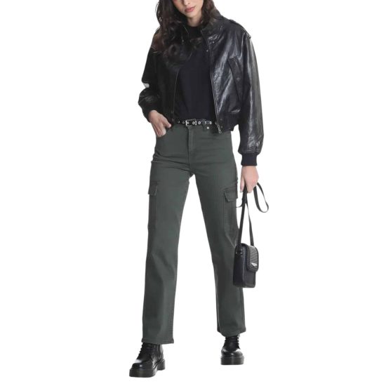 PANTALON MUJER COLOR CARGO TIRO ALTO VERDE 785 ELLUS - Imagen 5