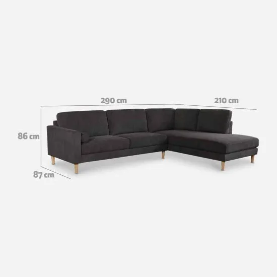 SOFA SECCIONAL DERECHO BELFAST GRAFITO CIC - Imagen 3