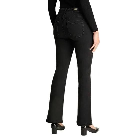 JEANS FLARE CON BOTON NEGRO LORENZO DI PONTI - Imagen 2