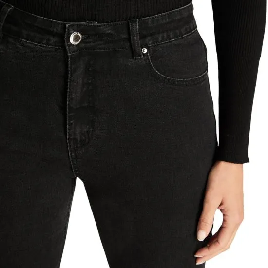 JEANS FLARE CON BOTON NEGRO LORENZO DI PONTI - Imagen 3