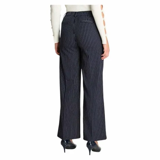 PANTALON PALAZZO CON RAYAS Y PRETINA ELASTICADA AZUL LDP - Imagen 2