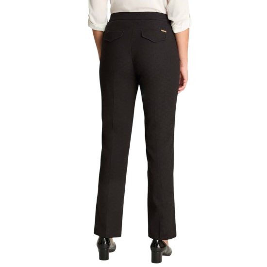 PANTALON RECTO CON BOTON A LA VISTA NEGRO LDP - Imagen 2