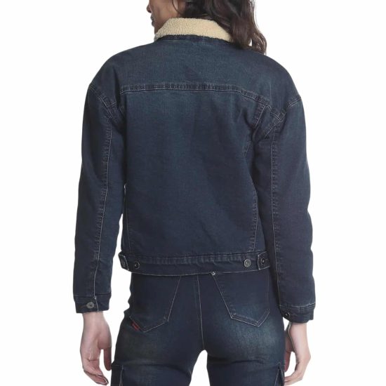 CHAQUETA MUJER DENIM OXIDADO TRUCKER PIEL ELLUS - Imagen 2