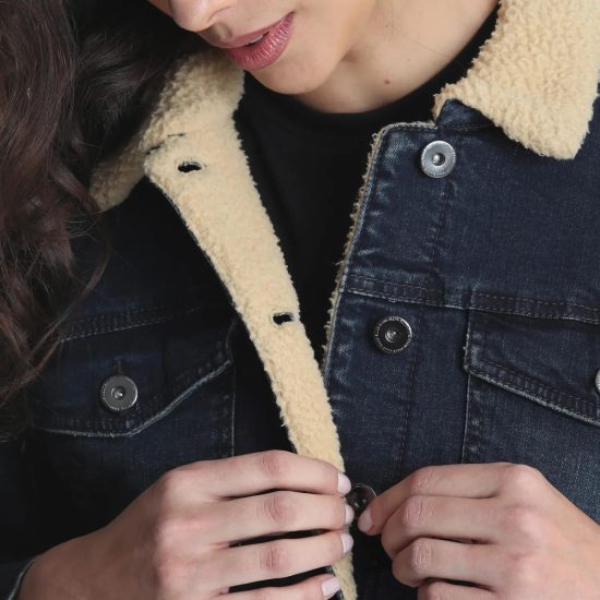 CHAQUETA MUJER DENIM OXIDADO TRUCKER PIEL ELLUS - Imagen 3