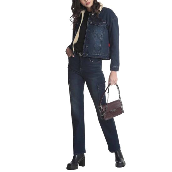 CHAQUETA MUJER DENIM OXIDADO TRUCKER PIEL ELLUS - Imagen 4