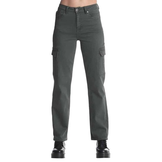 PANTALON MUJER COLOR CARGO TIRO ALTO VERDE 785 ELLUS