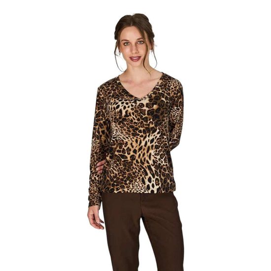 Polera Animal Print Julieta Café Eclipse