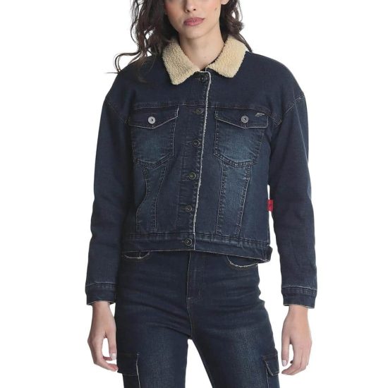 CHAQUETA MUJER DENIM OXIDADO TRUCKER PIEL ELLUS