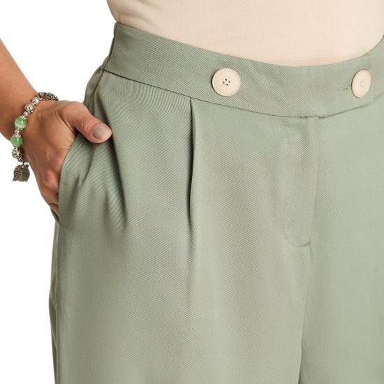 Pantalón Lyocell Verde Curvi - Imagen 3