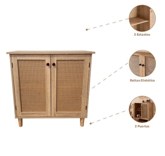 COMODA 2 PUERTAS RATTAN KLIK - Imagen 3