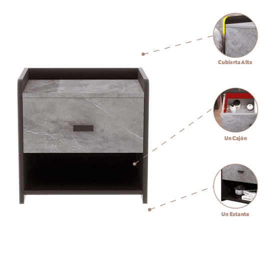 VELADOR MARMOL MDF GRIS - Imagen 3