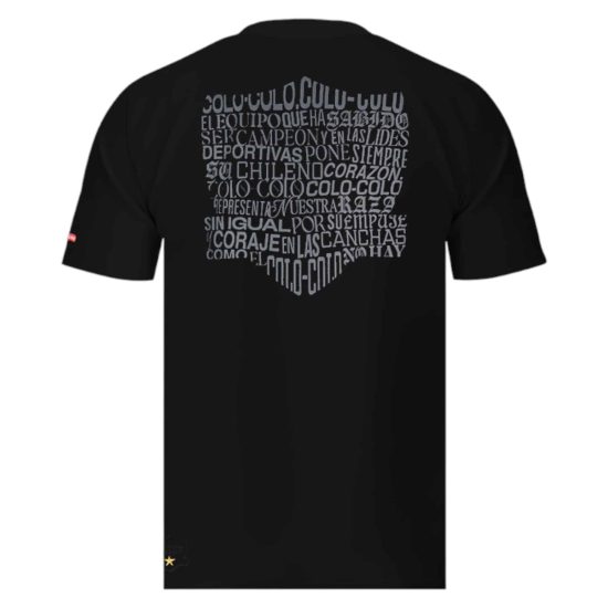 Polera Colo Colo Urbano Hombre Negro Himno Escudo Gris - Imagen 2