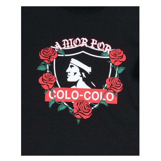 Polera Colo Colo Urbano Hombre Negro Rosas Amor Eterno - Imagen 3