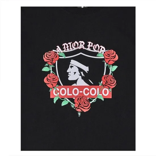 Polera Colo Colo Urbano Mujer Negro Rosas Amor Eterno - Imagen 3