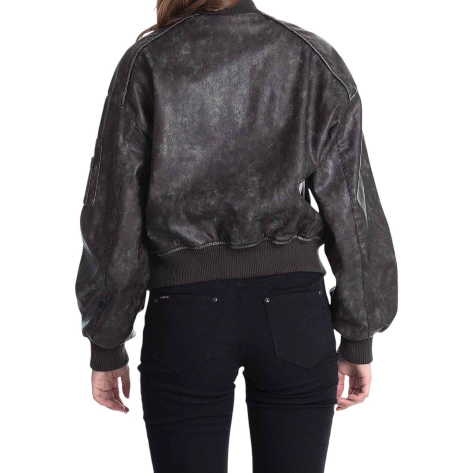 CHAQUETA CUERO MUJER PU BOMBER REGULAR  FIT VINTAGE IL GIOCO - Imagen 2