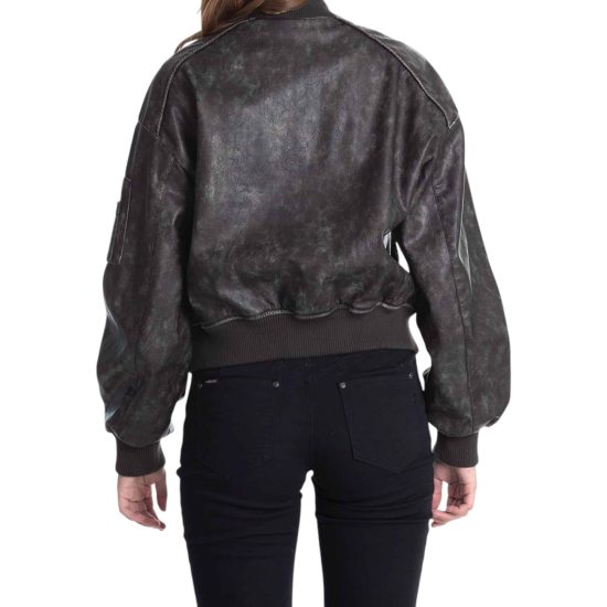 CHAQUETA CUERO MUJER PU BOMBER REGULAR  FIT VINTAGE IL GIOCO - Imagen 2