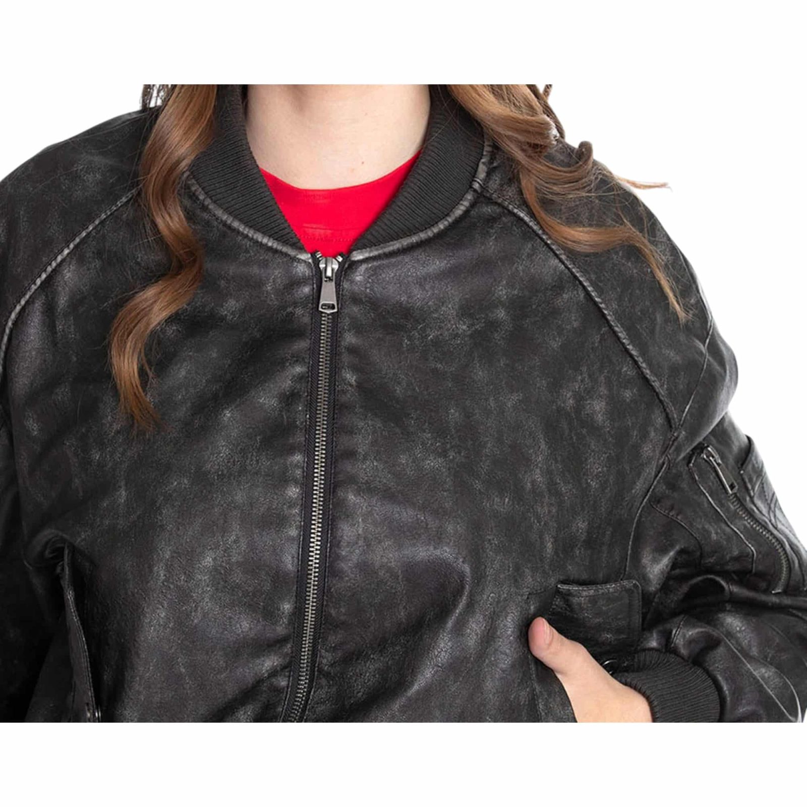 CHAQUETA CUERO MUJER PU BOMBER REGULAR  FIT VINTAGE IL GIOCO - Imagen 3