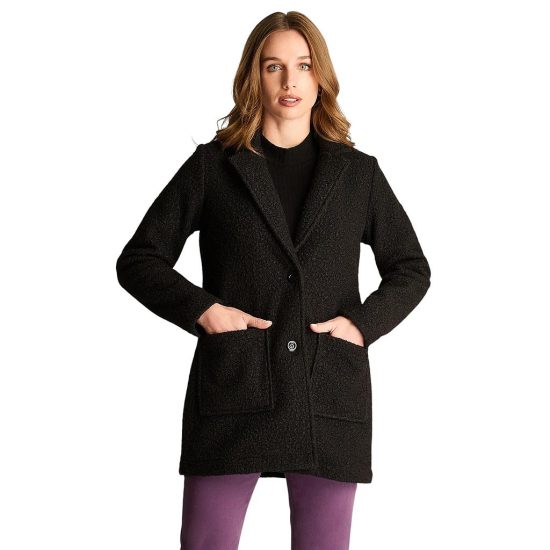 Abrigo Boucle Manga Larga Negro Curvi