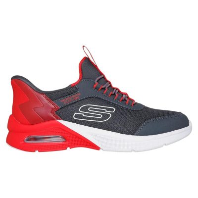ZAPATILLA NIÑO MICROSPEC MAX BRISK STRIPE GRIS SKECHERS