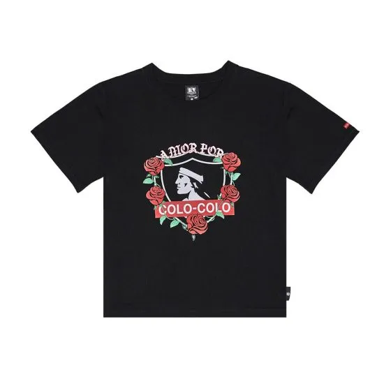 Polera Colo Colo Urbano Mujer Negro Rosas Amor Eterno