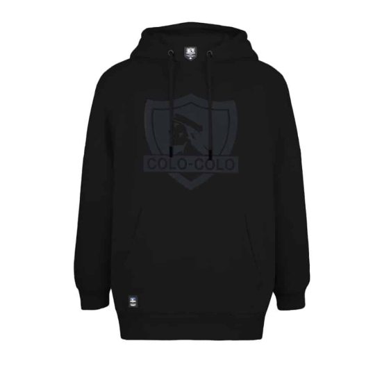 Polerón Colo Colo Urbano Mujer Negro Escudo Gris