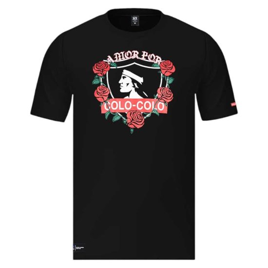 Polera Colo Colo Urbano Hombre Negro Rosas Amor Eterno