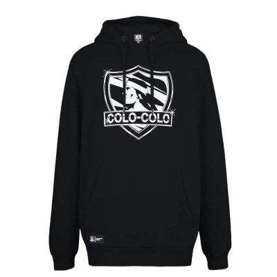 Polerón Colo Colo Urbano Hoodie Negro Escudo Franjas