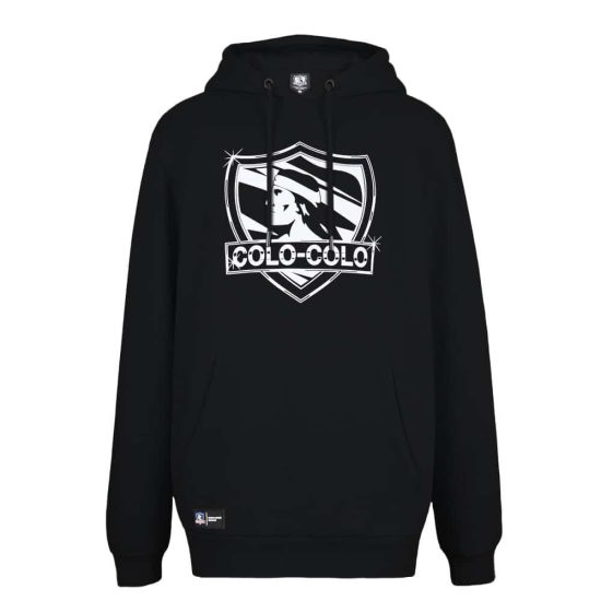 Polerón Colo Colo Urbano Hoodie Negro Escudo Franjas