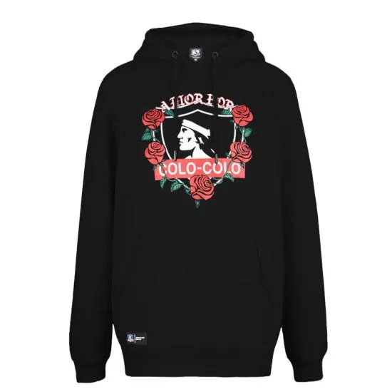 Polerón Colo Colo Urbano Hoodie Negro Rosas Amor Eterno
