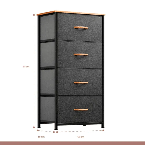 COMODA TORRE ULTRALIVIANA WOOD 4 CAJONES KLIK - Imagen 3