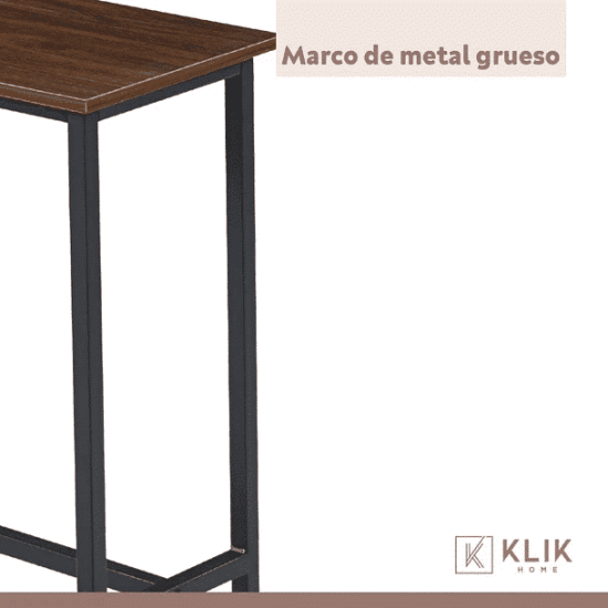 MESA DE ARRIMO O BAR ALTA RUSTIK MADERA OSCURA WALNUT KLIK - Imagen 3