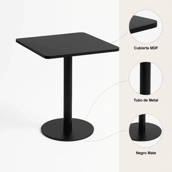MESA RESTAURANT 70X70 TUBO METAL CUBIERTA MDF KLIK - Imagen 3