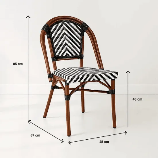 SILLA BISTRO PARISINA RATTAN BLANCO CON NEGRO KLIK - Imagen 2