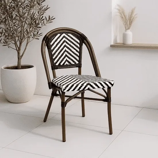 SILLA BISTRO PARISINA RATTAN BLANCO CON NEGRO KLIK - Imagen 3