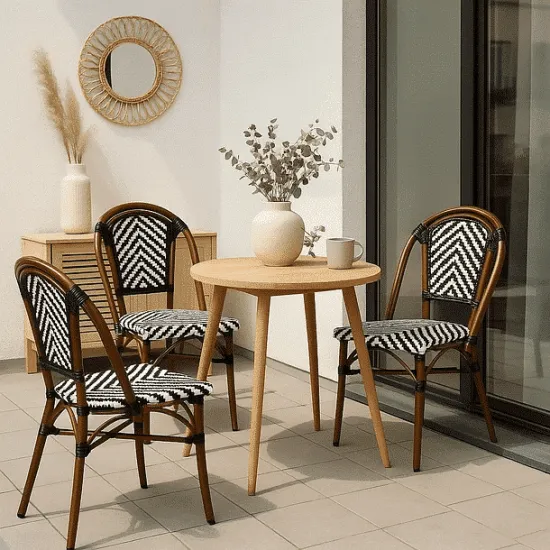 SILLA BISTRO PARISINA RATTAN BLANCO CON NEGRO KLIK - Imagen 5