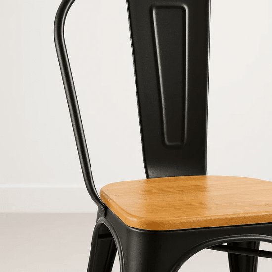 SILLA TOLIX DE COMEDOR O TERRAZA ASIENTO MADERA CLARA NEGRA KLIK - Imagen 5