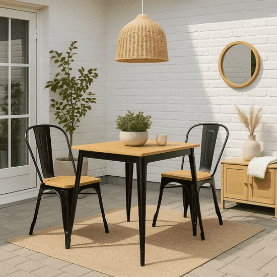 SILLA TOLIX DE COMEDOR O TERRAZA ASIENTO MADERA CLARA NEGRA KLIK - Imagen 6