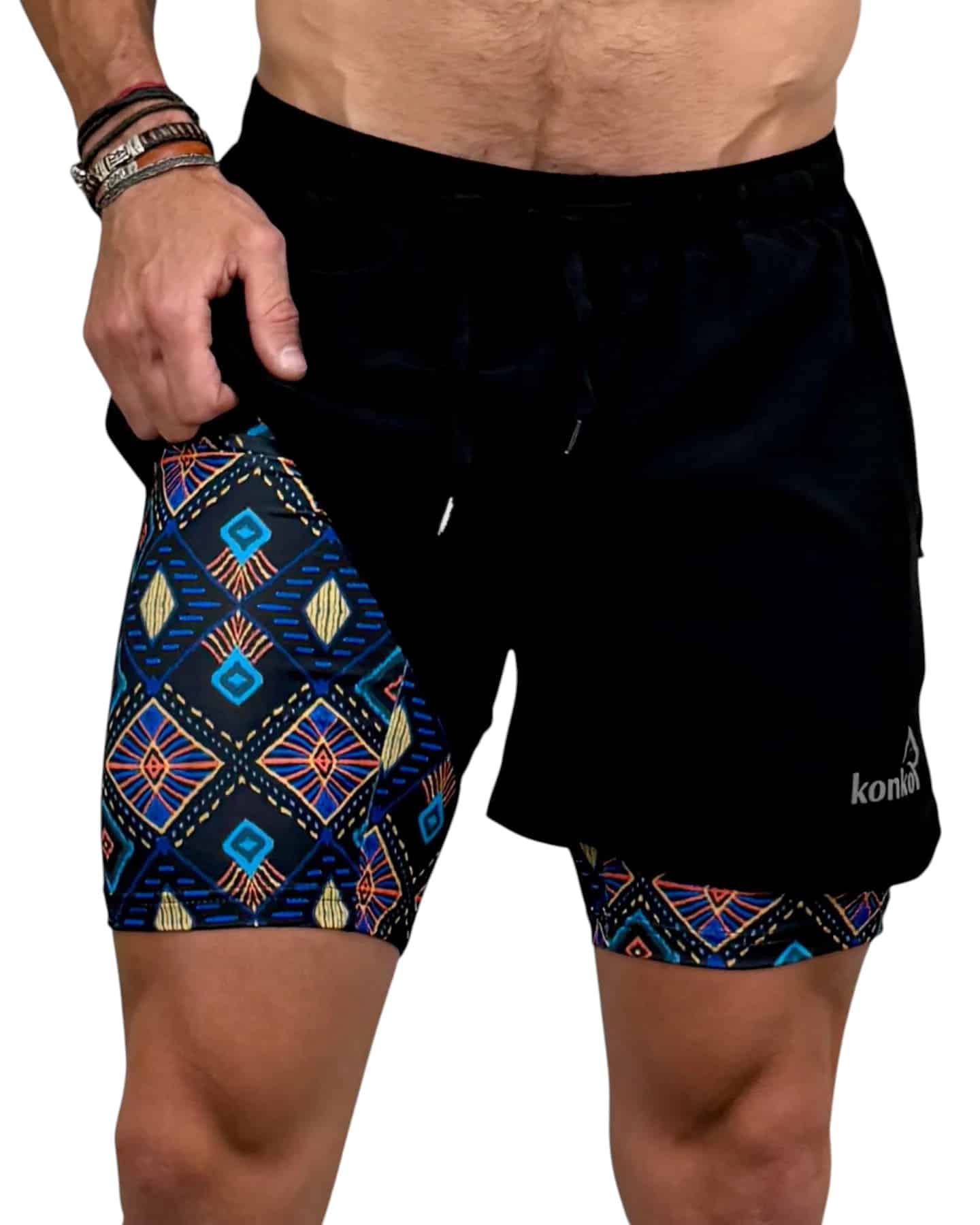 SHORT HOMBRE ECO 2 EN 1 ZIP TRIBAL KONKO - Imagen 5