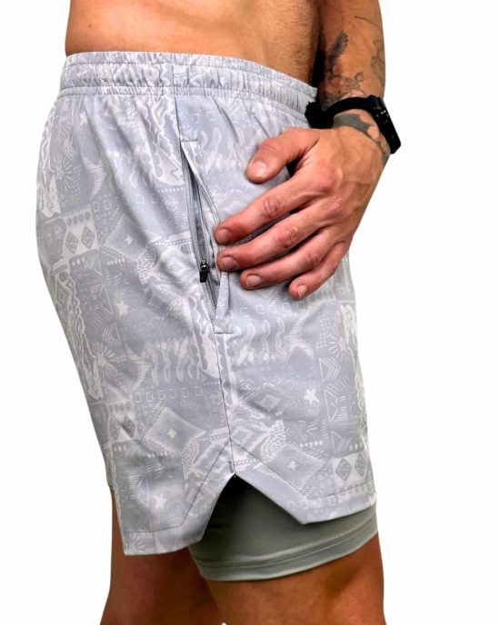 SHORT HOMBRE ECO 2 EN 1 ZIP GRAY KONKO - Imagen 3