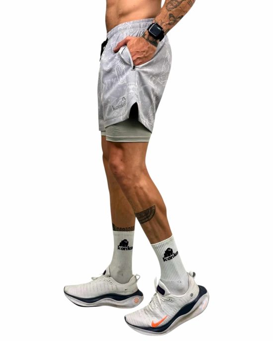 SHORT HOMBRE ECO 2 EN 1 ZIP GRAY KONKO - Imagen 4