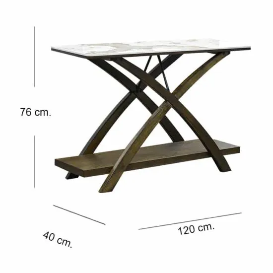 ARRIMO STONE CUBIERTA MARMOL BROWN BASE MADERA RUBBERWOOD  MSA - Imagen 3