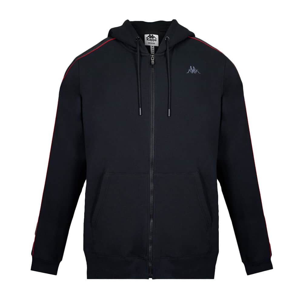 Polerón Kappa Men Full Zipper Black Red