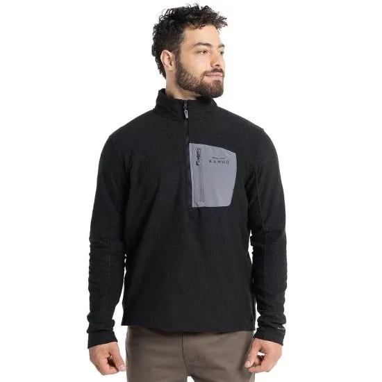 POLERON POLAR HOMBRE NEGRO CHACABUCO 1/4 ZIP KANNU