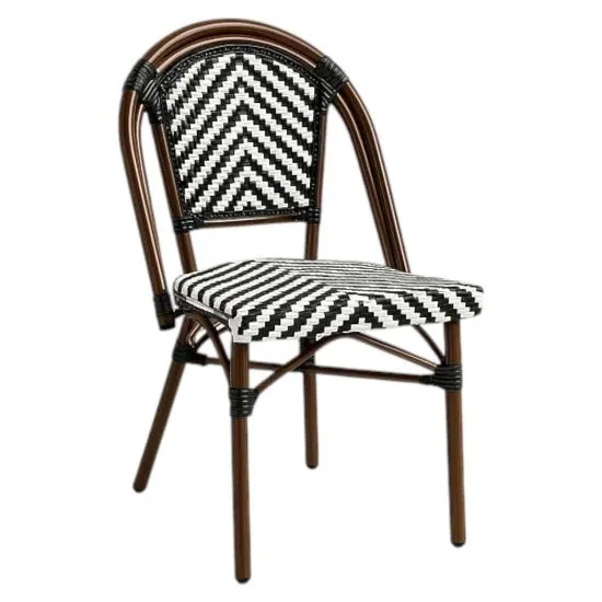 SILLA BISTRO PARISINA RATTAN BLANCO CON NEGRO KLIK