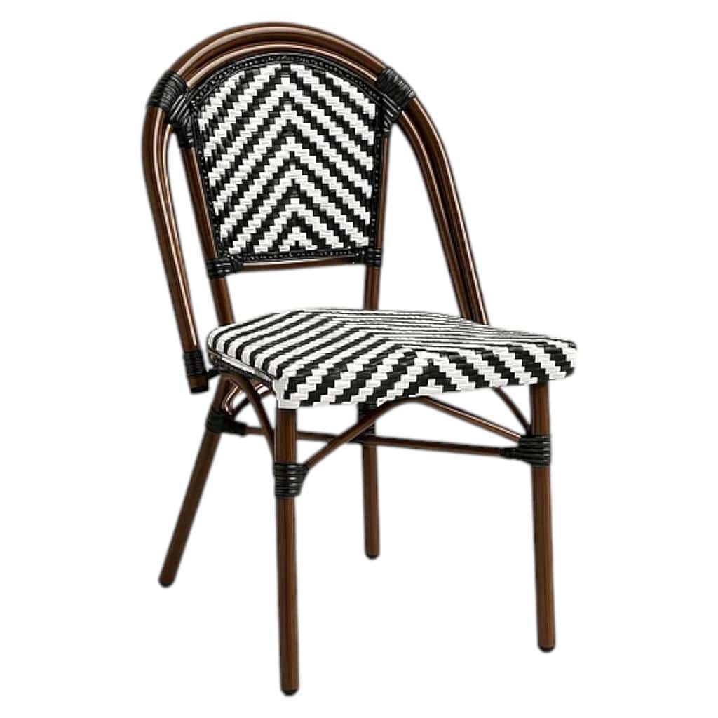 SILLA BISTRO PARISINA RATTAN BLANCO CON NEGRO KLIK